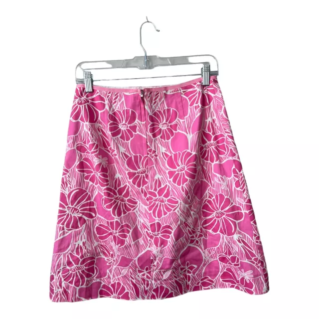 Lilly Pulitzer Womens A-Line Pink Floral Skirt Size 2 Lined Back Zip Closure