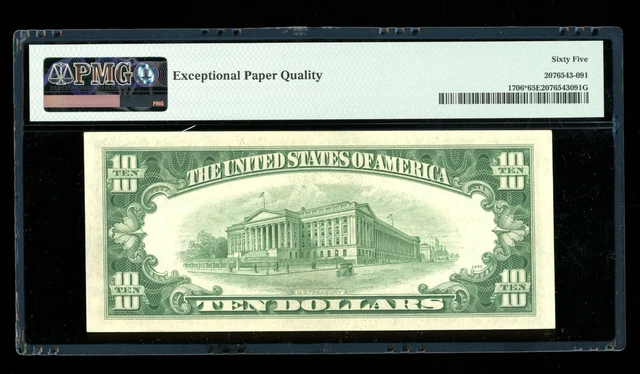 DBR 1953 $10 Silver STAR Gem Fr. 1706* PMG 65 EPQ Serial *00412399A 2