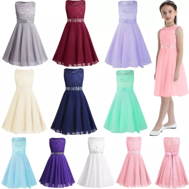 Mädchen Prinzessin Kleid Blumenmädchenkleid Hochzeit Brautjungfern Party Kleider