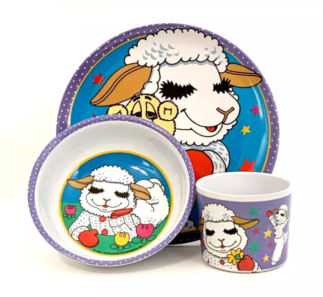 Shari Lewis Lamb Chop 3-Piece Childs Dinnerware Set Melamine 1993 Zak Design