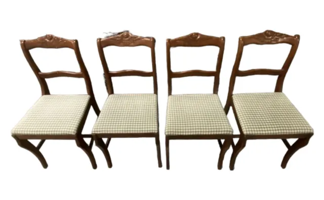 4 Vintage Set Carved Wooden Dining Chairs Farmhouse French County Buyer$Shipping