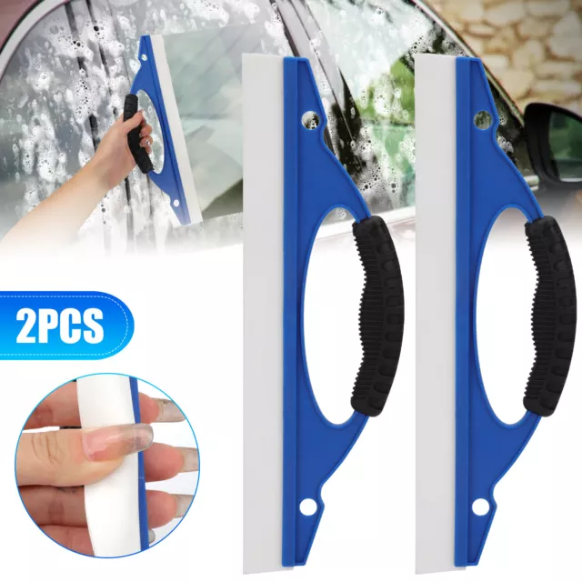 2X Anti-Slip Handle Flexible Silicone Shower Squeegee Water Wiper Window Washer