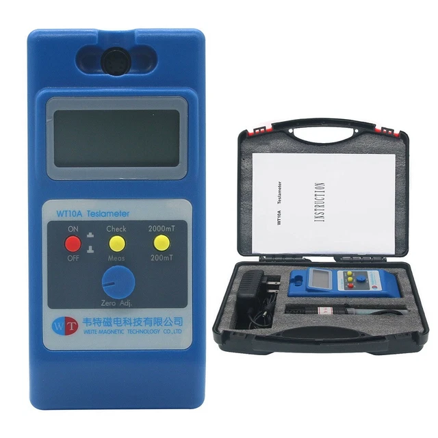 Gauß Meter WT10A Mit Dc Adapter Mit NS Funktion Sonde 148mm×70mm×25mm 260g