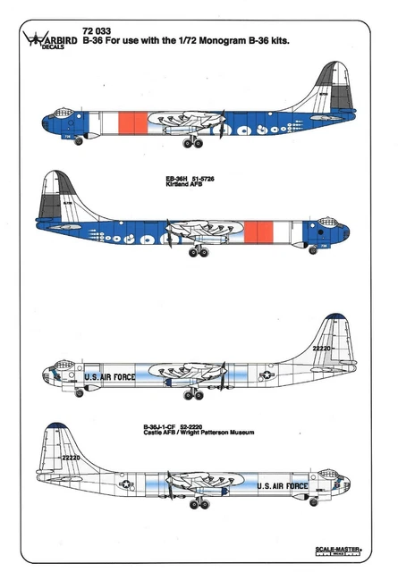 Maquette Avion 1/72 MONOGRAM Ref 5703 B-36H Peacemaker (décalques