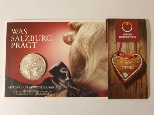 10 Euro Silbermünze Österreich 2014, Salzburg, Handgehoben OVP (Blister)
