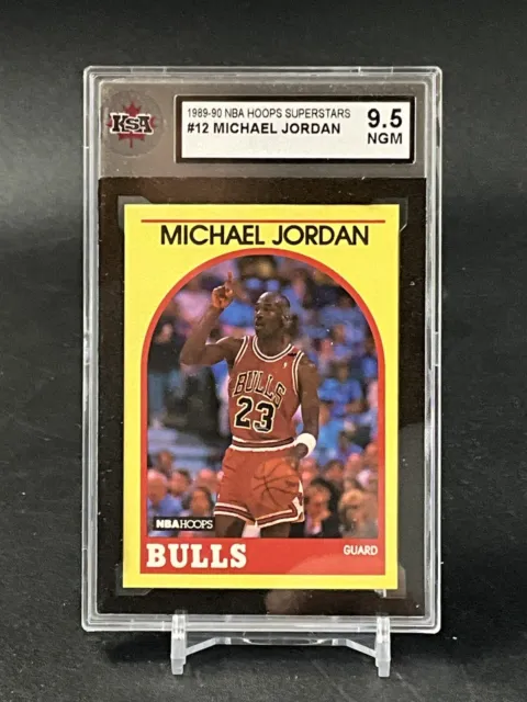 1989-90 Hoops Superstars Yellow #12 Michael Jordan Ksa 9.5 Ngm Chicago Bulls