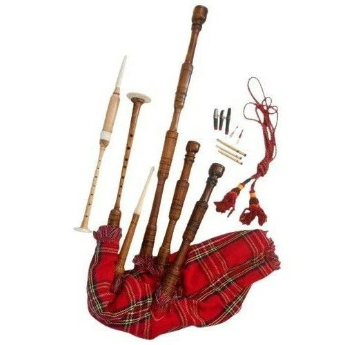 Rosewood Highland Bagpipe Natural Finish Combed And Beaded main image 0