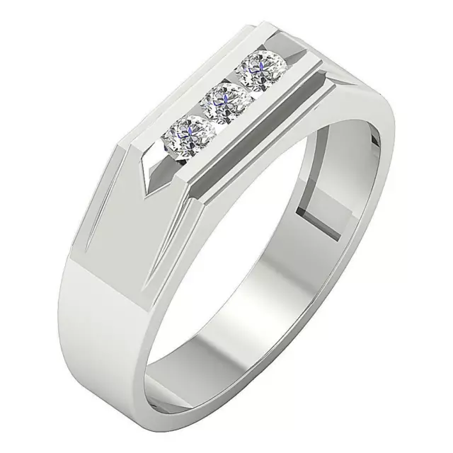 Men's Wedding Ring VS1 E 0.50 Ct Natural Diamond 14K Solid White Gold 6.90 mm