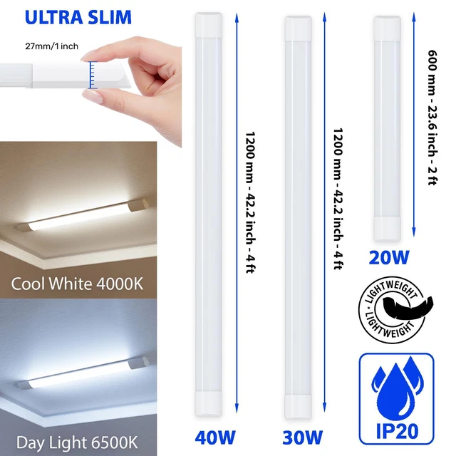 LED Latten Rohr Deckenleuchten Energieeinsparung Cool 4000K Tag 6500K 2 Fuß 4 Fuß 240 V