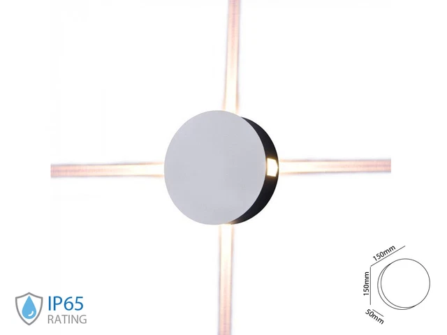 Applique Lampada LED da Muro Rotondo 4X1W 4000K Carcassa Bianca IP65 Illuminazio