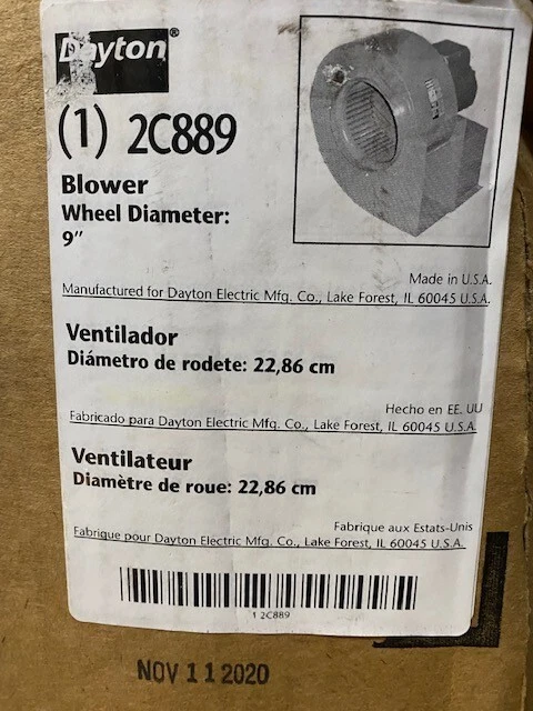 Dayton 2C889 Blower, 9 In (NEW)