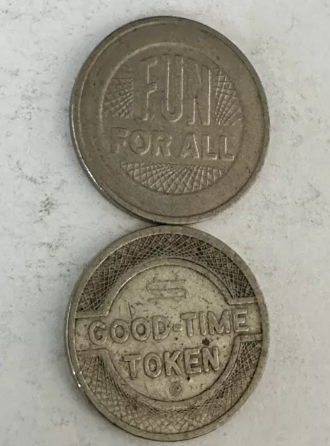 Good Time Token Fun For All Vending 2 Coin Lot 22.9mm Copper Nickel Arcade Games