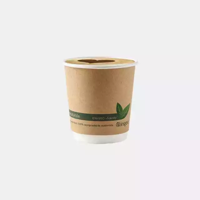 N89 Kraft Compostable Biodegradable Double Wall Hot  & Cold Cups 12oz x 25