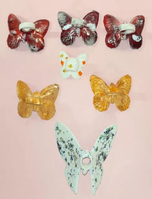 Ceramic Macrame Beads 7 Butterflies Red Orange Green White 10