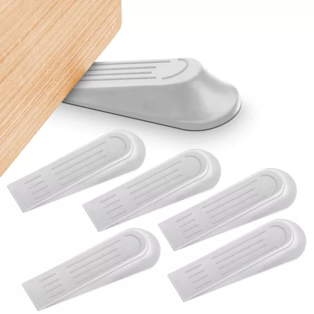 6pk White Rubber Door Wedges Stop | Heavy Duty Stoppers | Home Office Jammer Jam