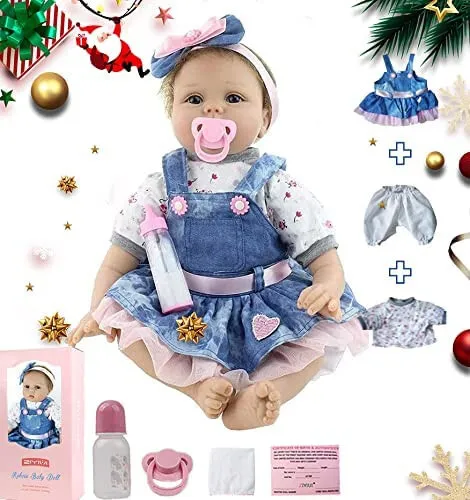 22" Realistic Reborn Dolls Soft Silicone Vinyl Handmade Newborn Baby Xmas Gifts