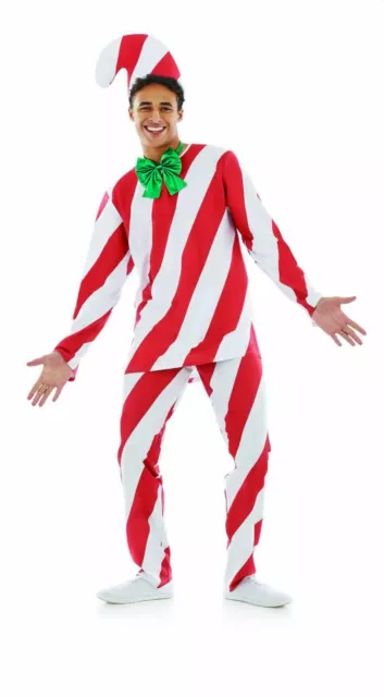 Herren Süßigkeitenstock Herren Kostüm M L XL Erwachsene lustig Weihnachten Party Kostüm