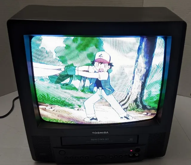 Toshiba MV13L3 13" CRT TV VCR VHS Combo Retro Gaming Tested Works Good No Remote
