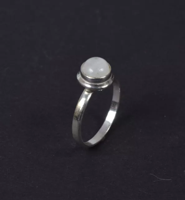 925 SOLID STERLING Silver White Rainbow Moonstone Ring-5 US n754 EUR 6 ...
