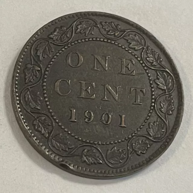 1901 Canada Large Cent One Coin Rare Canadian 1 Penny Queen Victoria Bronze KM#7