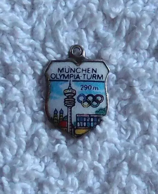 Bettelarmband Wappen Anhänger - München Olympia Turm - in 800 Silber (REU)