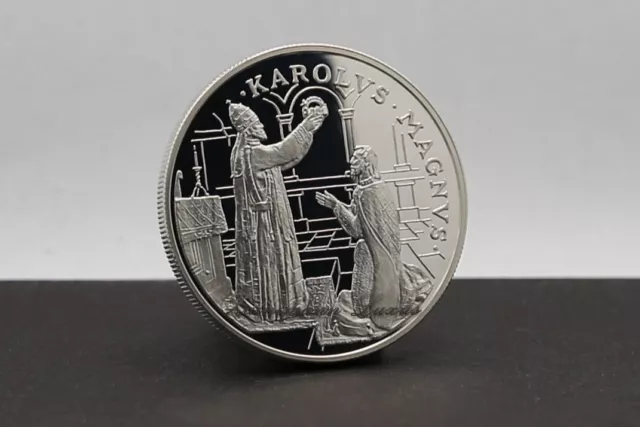 Silbermünzen_Andorra 10 Diners 1996 Karl der Große 925 Silber PP_Silver.925