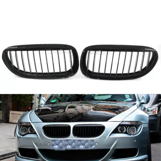 2X Gloss Black Front Kidney Grill Grille fit for BMW E63 E64 LCI M6 630 645 650 2