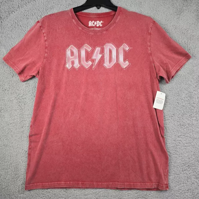 Lucky Brand ACDC Shirt ADULT EXTRA LARGE XL RED CASUAL METAL CONCERT MENS NWT