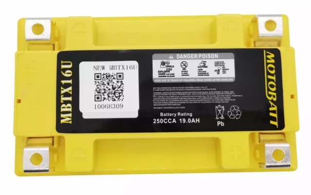 MotoBatt AGM Battery 2006-2012 fits Suzuki VZR 1800 VLR 1800 M109R C109R 3