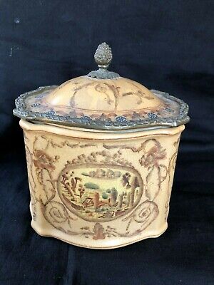 Rare 1895 Wong Lee Shaped China Ornate Biscuit Container & ornate lid