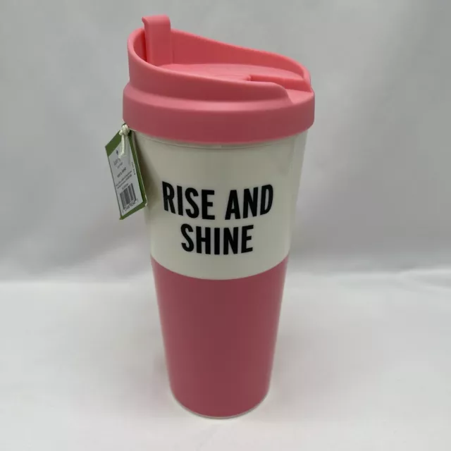 NWT Kate Spade RISE AND SHINE THERMAL MUG 16 oz Travel Cup Coffee Tea Hot Cold