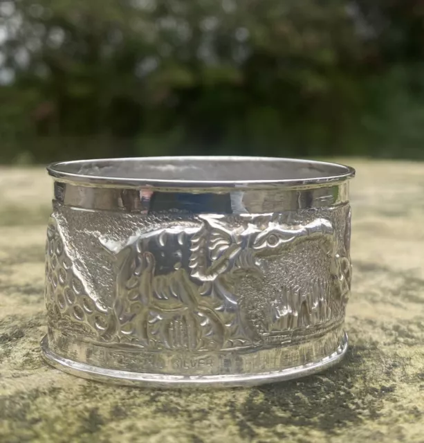 Set of Six Sterling Silver Napkin Rings, with Elephant Motif and Engraved ‘S’ 2