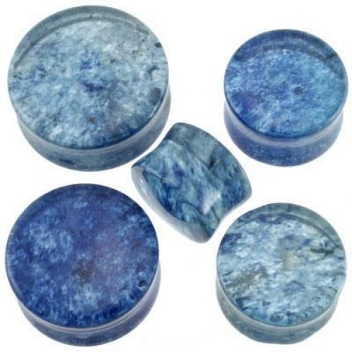 1 Pair GIANT 5/8" Blue Murano Glass Saddle Plugs Ear Organic Double Flare Gauge