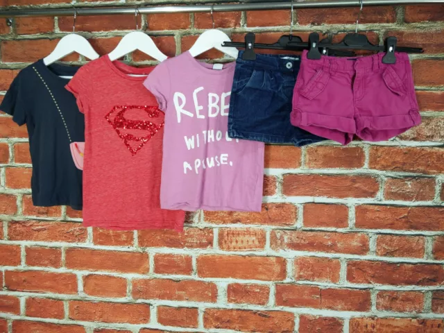 Girls Bundle Aged 4-5 Years Gap M&S Next Summer T-Shirt Shorts Supergirl 110Cm