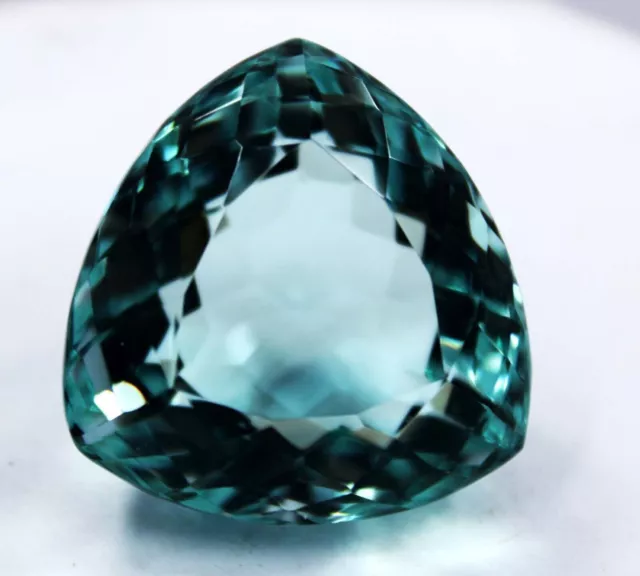 85  Ct Natural Madagascar Ocean Green Aquamarine Trillion Shape Loose Gemstone 2