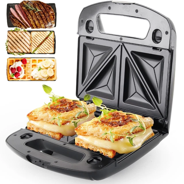 3in1 Sandwichmaker Elektrogrill Sandwichtoaster Waffeleisen Kontaktgrill