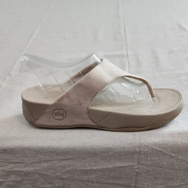 FitFlop Sandals Lulu Shimmer Nude Beige Womens Sz 9 US Slip On Thong 505-137