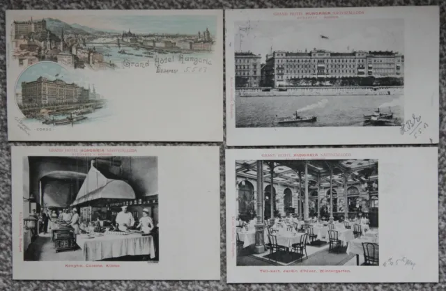 1903 4x Grand Hotel Hungaria Budapest Postcard Hungary Klosz Gyorgy Kitchen