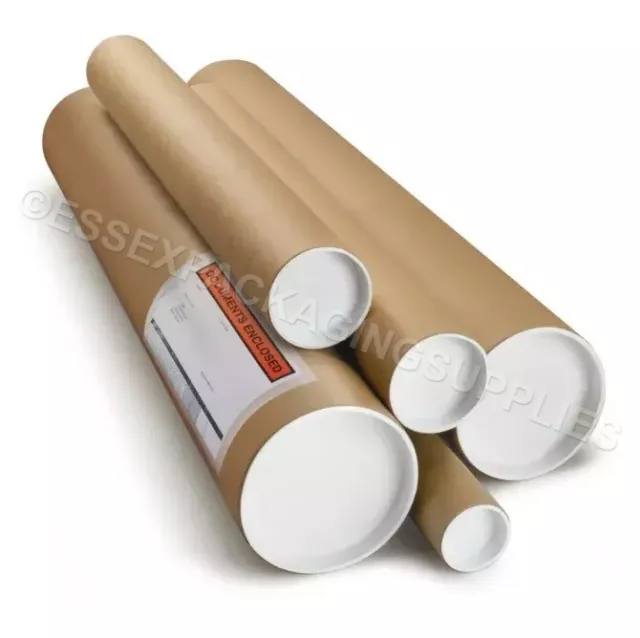 Postal Tubes A3 With End Caps Cylinder Mailing Tubes Strong Carton 50/76Mm