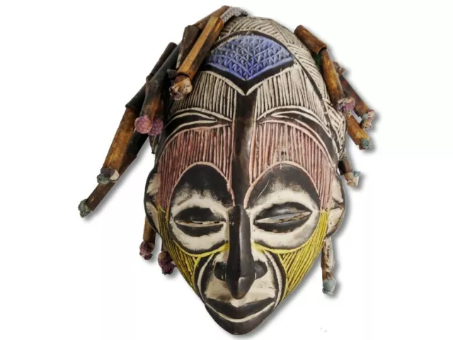 Maske Chokwe Kongo Afrika bunt 33cm - 1 afrikanische Maske Wandmaske Voodoo