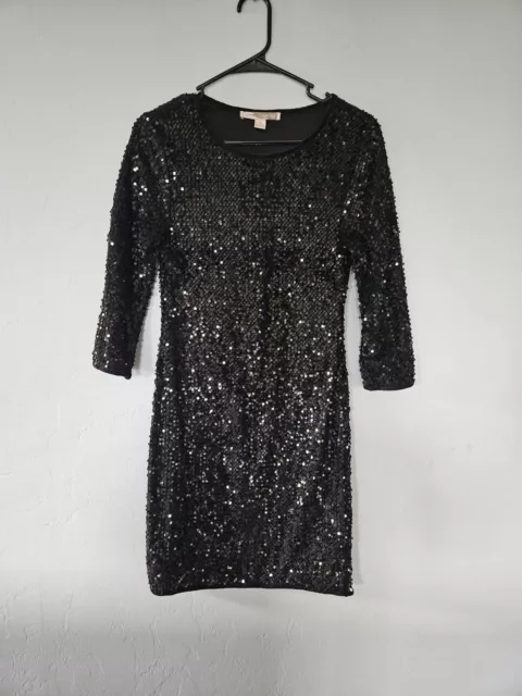 Forever 21 Long Sleeve Sequin Mini Dress Black Size Small