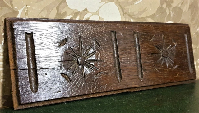 Pediment rosette flower wood carving Antique french architectural salvage 11 in