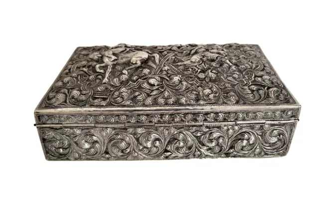 Antique Burmese/Indian Solid Siver Box - Signed  19th C 3