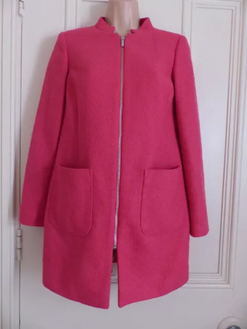 M&S Collection UK6 petite “lipstick pink” coat, silver zip, pockets