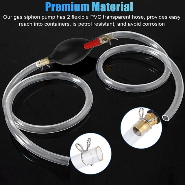Pompe Manuelle Carburant 2m – Siphon Essence Diesel Huile Eau – Démarrage Rapide Avec Collier