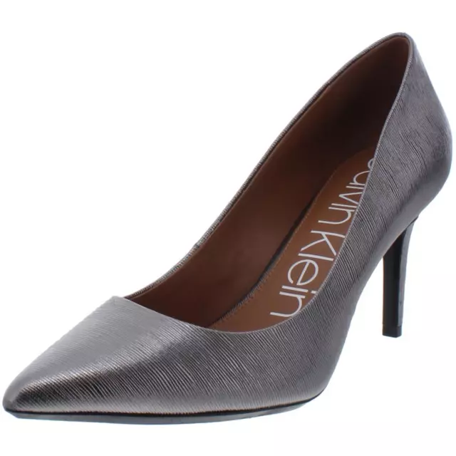 Calvin Klein Womens Gayle Gray Leather Pumps Shoes 6.5 Medium (B,M) BHFO 3102