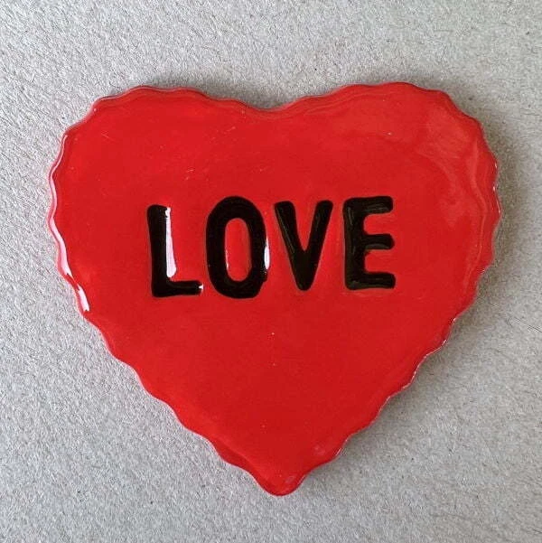 Ceramic Heart - 50x55mm ~ Mosaic Tile, Mosaic Inserts, Craft Tiles