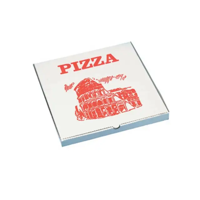 100 x Papstar Pizzakartons Pizzaboxen eckig, 300 x 300 x 30 mm weiß/rot