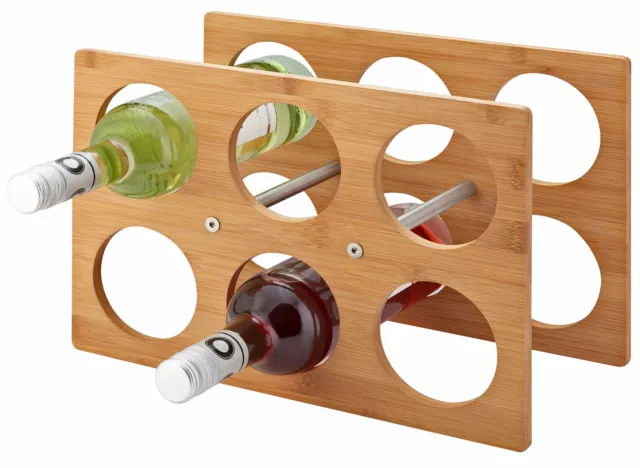 Étagère à Vin Bois Bambou Inox Wine Racks Bouteilles Range-Bouteilles