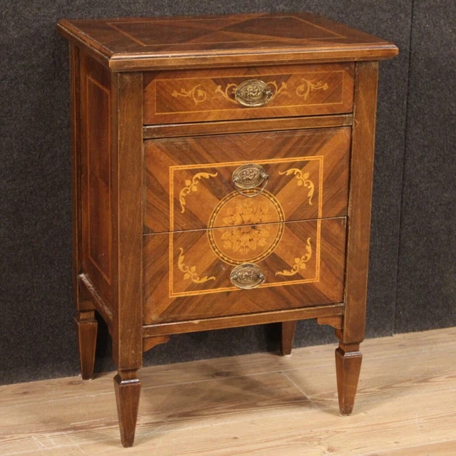Mesitas de noche incrustado estilo antiguo Luis XVI mueble apardor 3 cajones